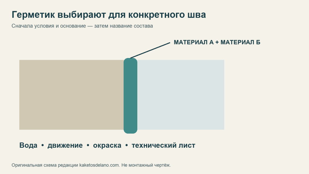 Силиконовый герметик: как выбрать состав для шва и проверить ограничения Схема шва между двумя материалами и условия выбора герметика