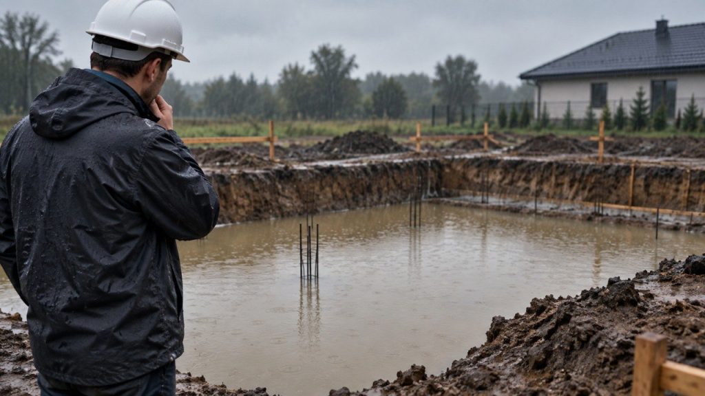 Котлован залило сентябрьским дождем: можно ли после откачки воды сразу продолжать фундамент Котлован залило сентябрьским дождем: когда после откачки воды можно продолжать фундамент, как проверить дно, удалить размокший грунт, оценить промоины и понять, нужна ли повторная подготовка основания.