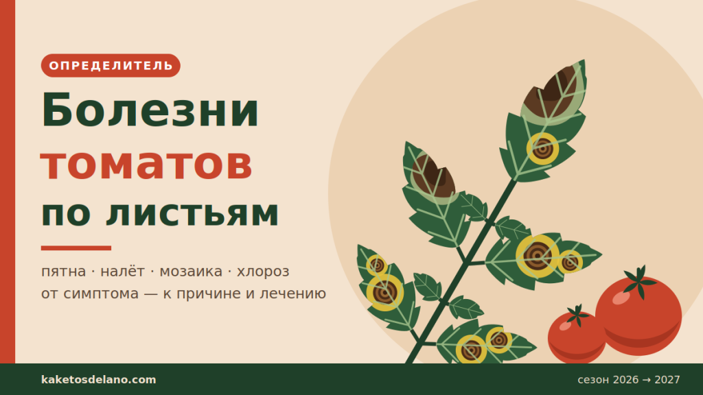 Лист томата с концентрическими пятнами альтернариоза и бурым пятном фитофтороза — определитель болезней томатов по листьям